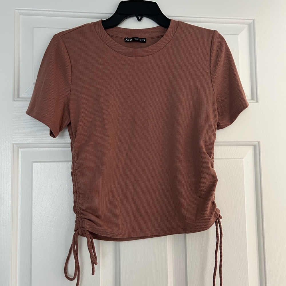 Zara Terracotta Short Sleeve Top